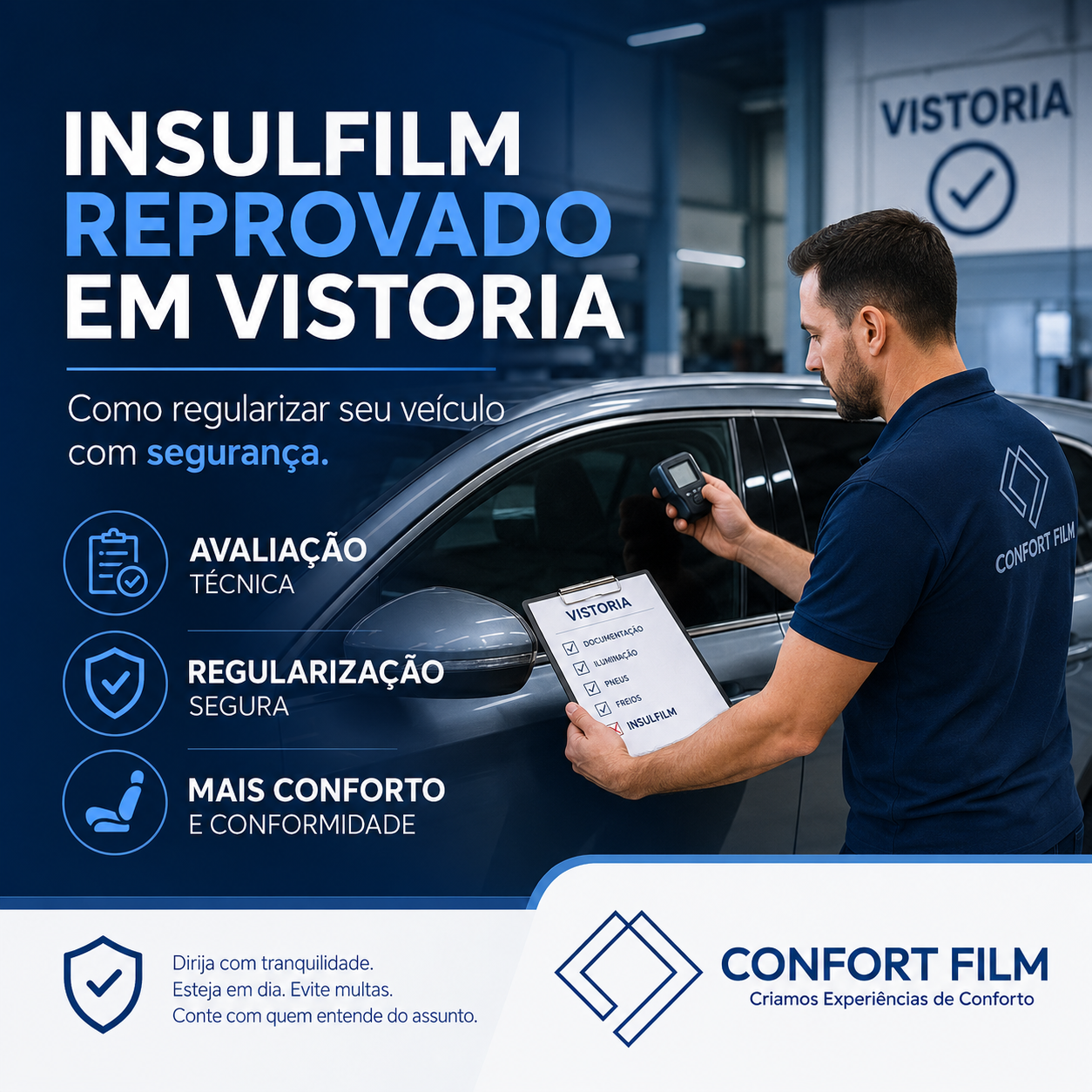 Insulfilm reprovado em vistoria o que fazer para regularizar seu veículo com segurança